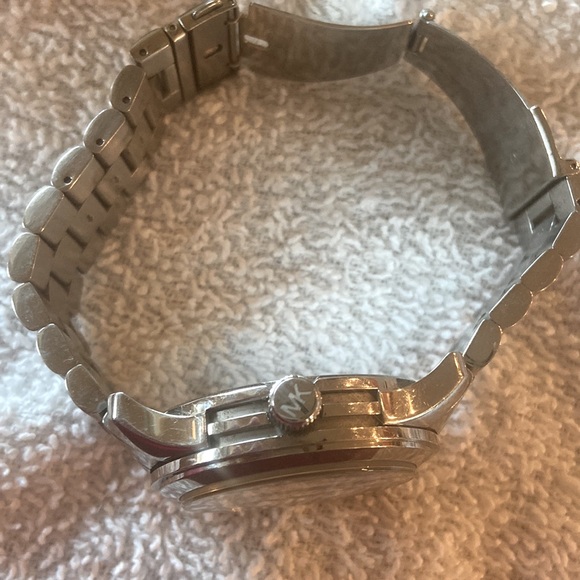 Michael Kors watch with crystals on the face. Silver tone. Stainless steel. main image 11